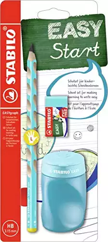 Schul-Set - STABILO EASYgraph in blau - inklusive Spitzer + Radierer