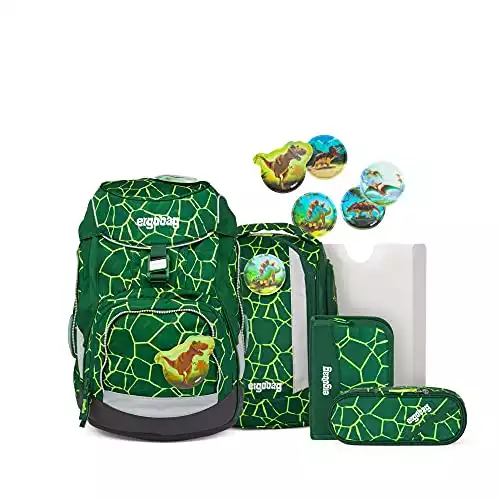 ergobag pack Set – ergonomischer Schulrucksack, Set 6-teilig – Grün