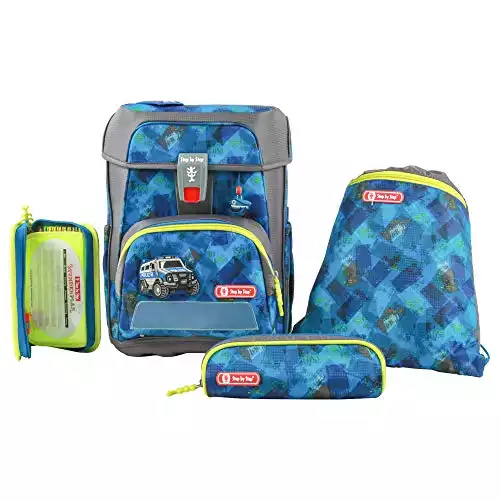 Step by Step Schulranzen-Set Cloud City Cop 5-teilig, blau-grau, Polizei-Design